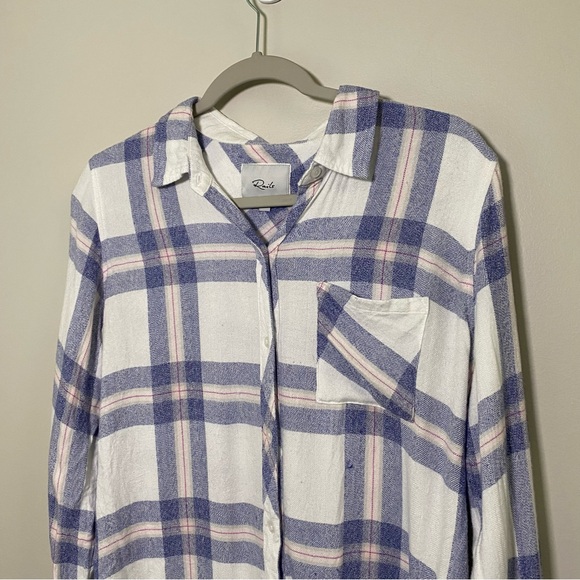Rails Hunter Flannel Long Sleeve Button Down White Slate Rose White Pink Medium - Picture 3 of 6